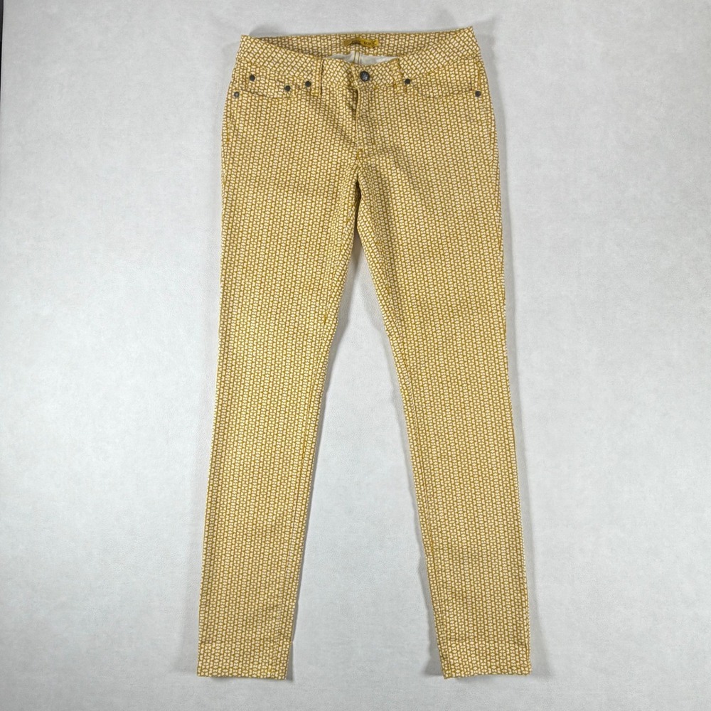 Prana Women's Kara Pants Marigold Yellow White Print Organic Cotton 8/29 Long